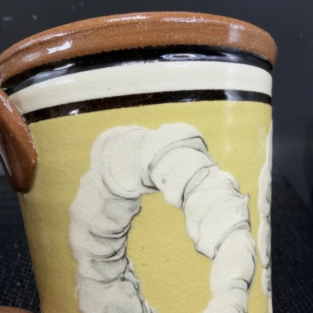 Greenfield‎ Village Pottery R Forrey Redware Pottery Coffee Mug Cup Folk Art VTG